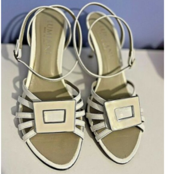 LUMIANI White Leather Strappy Heeled Sandals Made in ITALY EU Sz 39 (US Sz 8.5) - Picture 7 of 10